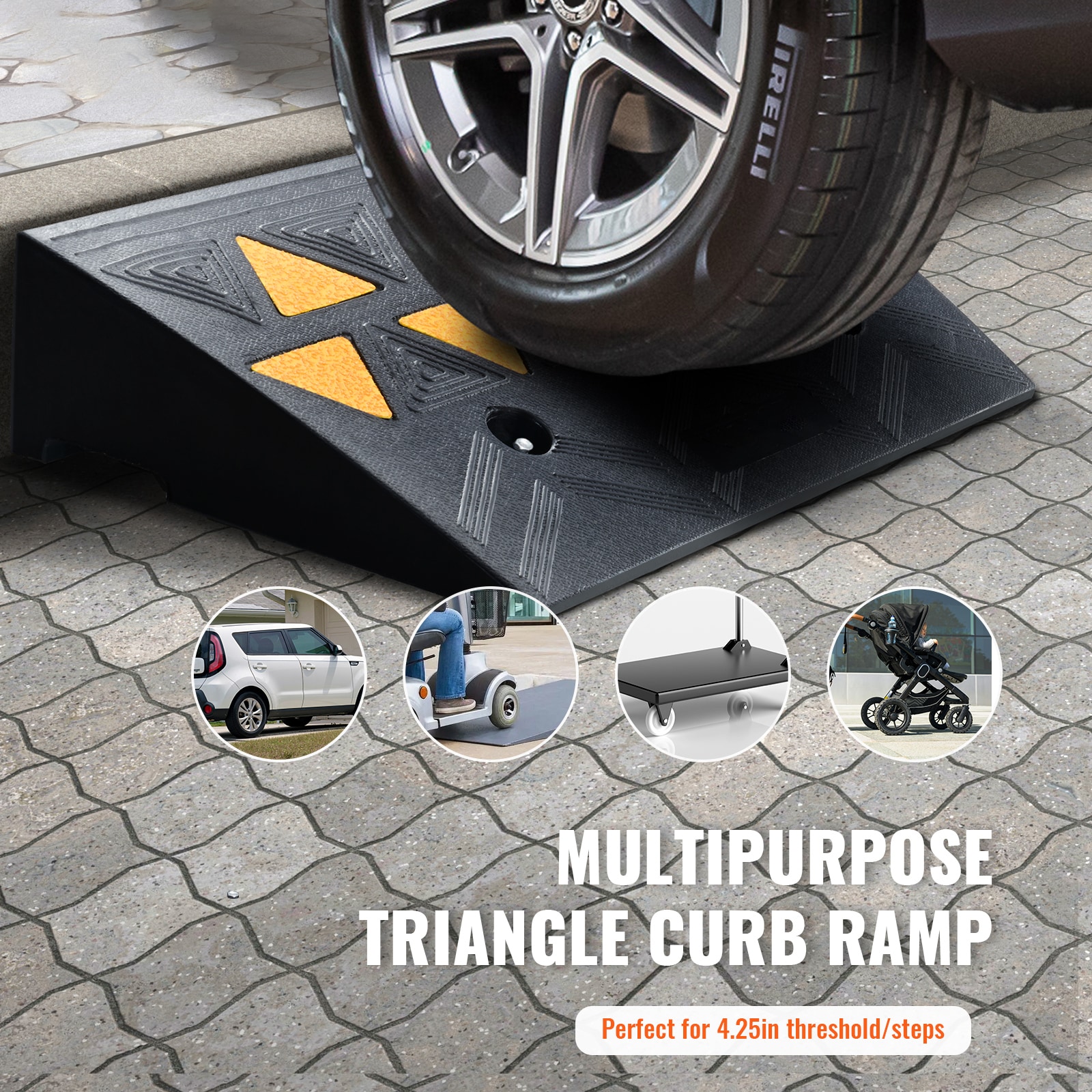 Heavy Duty Rubber Curb Ramp For Driveways And Sidewalk Access_voghion.com